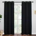 Coodeto Blackout Curtains 72 inches Long 2 Panels Set Black, Set of 2