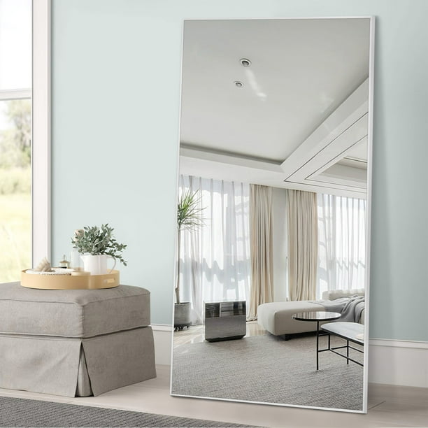 NeuType 71"x24" White Rectangular Full Length Floor Mirror with Stand