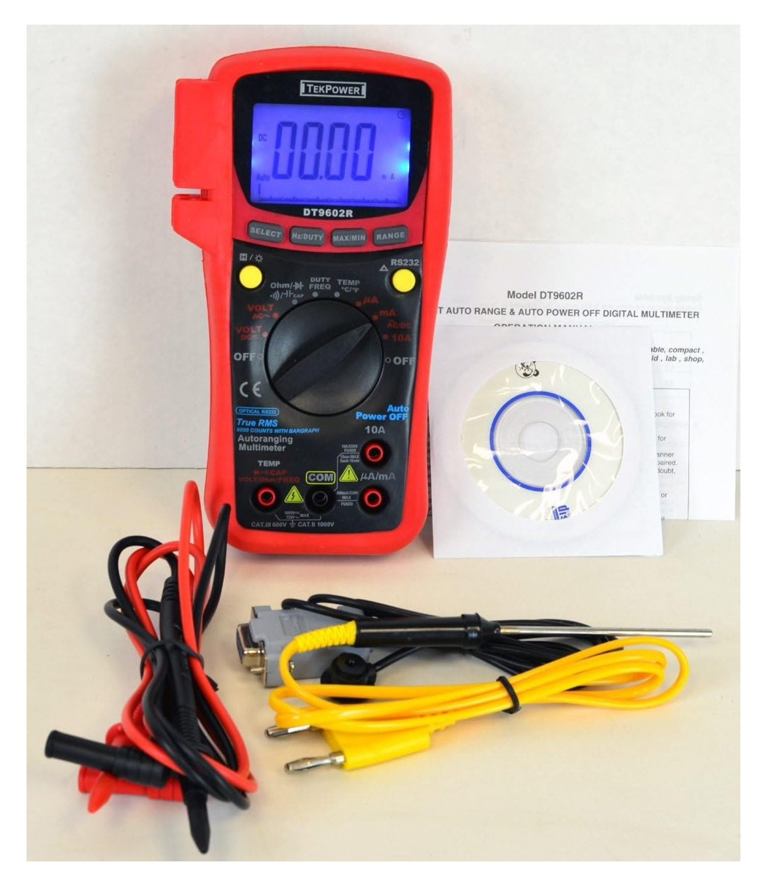 DT9602R True RMS Auto/Manual Digital Multimeter with RS232 Optical Interface, Computer