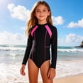 thumbnail image 2 of Piuwrlz Black Swimsuit Teen Girls Swimming Suit One Piece School Uniform T Shirt Black Size 12 Years, 2 of 10