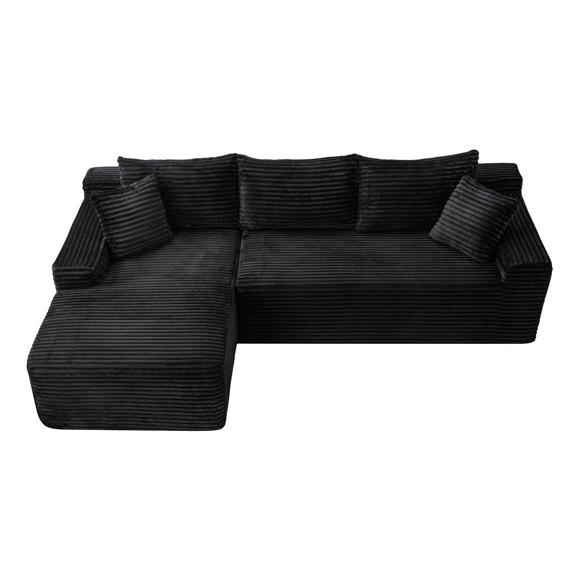 Leumius 106.3" Cloud Modular Sectional Sofa Couch with L-Shape Chaise,Modern Minimalist Upholstered Couches for Living Room Bedroom No Assembly Required Black-L