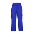 thumbnail image 4 of Girls Wide Leg Cargo Pants Size 10-12 Drawstring High Waist Sweat Pants Flap Pocket Hiking Trousers 9T, 4 of 6