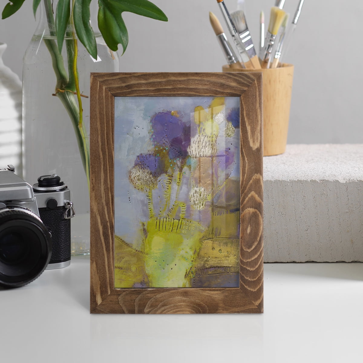 Blumen II -Framed Print w/glass-Walnut