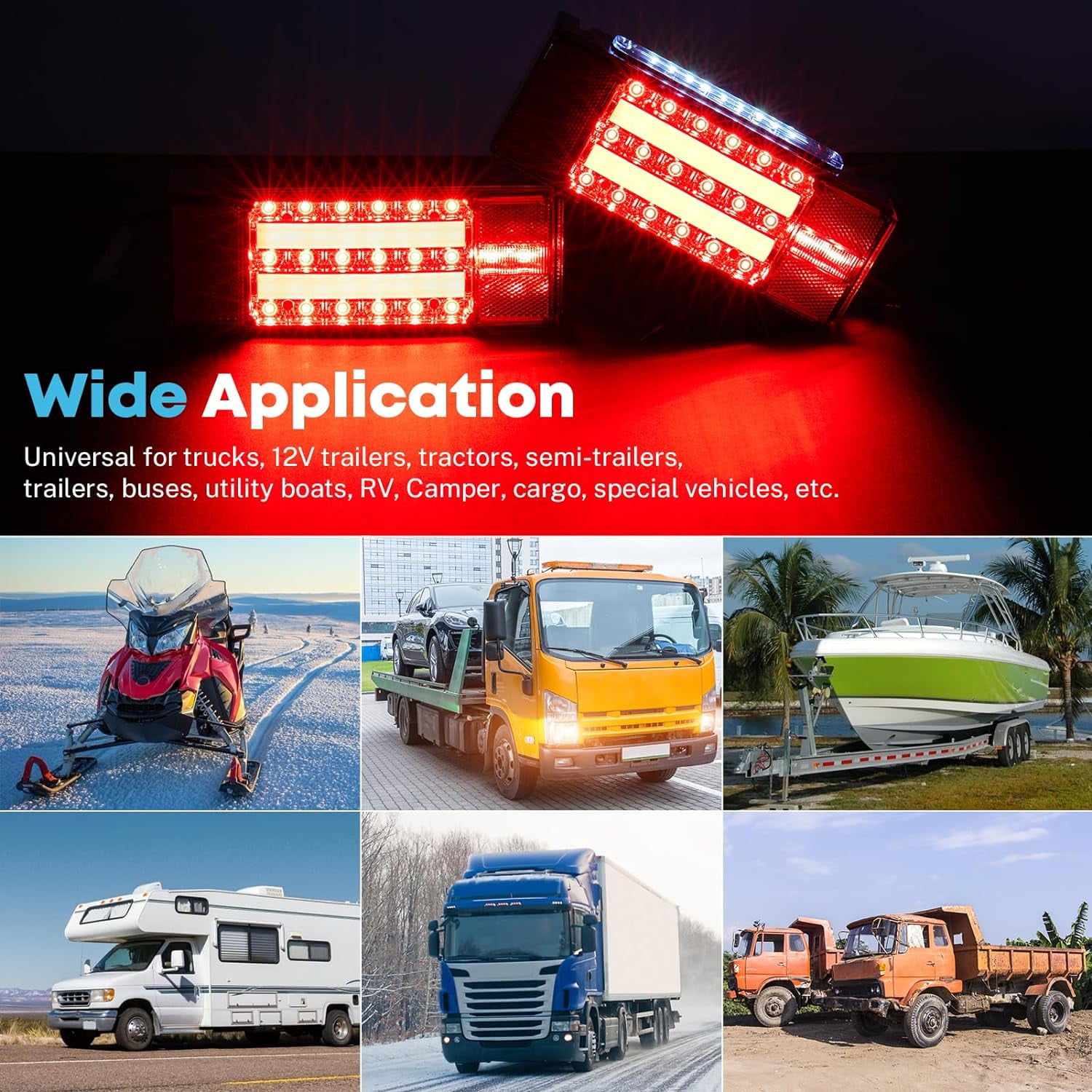 Kohree LED Trailer Lights Kit, LED Brake Turn Tail Lights ,DOT Certified for RV Car Marine under 80 inch