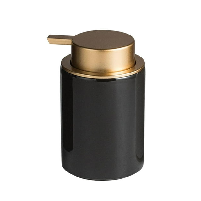 Dispensador de jabón de cerámica de 350 ml, rellenable, manual, con bomba vacía Negro