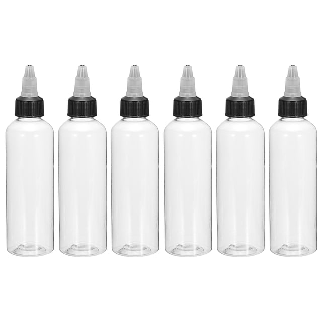 Botellas de compresión Uxcell de 6 piezas de 4 oz/60 ml, botellas de dispensación claras con tapas de rosca, plástico