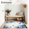thumbnail image 3 of ODIKA 5'x7' Machine Washable Non-Slip Area Rug, Farmhouse Daisy with Artistic and Grey Florals High Traffic Rug, Blue, 104568, 3 of 7