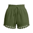 thumbnail image 7 of Costeam Womens Elastic High Waist Lace Trim Shorts with Drawstring and Scalloped Hem Casual Summer Beach Shorts, 7 of 7