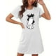 thumbnail image 4 of Camisón corto de talla grande para mujer, camisón de manga corta con estampado de pecho a la moda, camisón para mujer, 4 of 5
