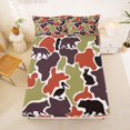 thumbnail image 5 of Manfei Wild Bear Patch Queen Sheets,Vintage Camouflage Print Queen Sheet Sets,Red Brown,4 Pieces,1 Flat Sheet, 1 Fitted Sheet and 2 Pillowcases, 5 of 6