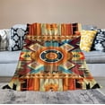 thumbnail image 2 of JEUXUS  Tribal Blanket Orange Native Throw Blanket - Aztec Throw Blankets for Couch Bed - Southwestern Blanket Throws - Warm Soft Rustic Throws and Blankets, 2 of 6