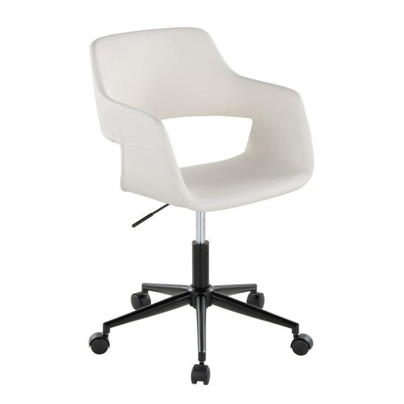 LumiSource Margarite Task Chair in Black Metal, White PU color