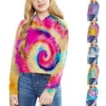 thumbnail image 4 of shqvo Cropped Hoodie for Girls Tie Dye Pullover Sweatshirts Girls Long Sleeve Hooded Sweater Shirts Back to School for Kids Girls Fall Clothes 3-12 Years, 4 of 4
