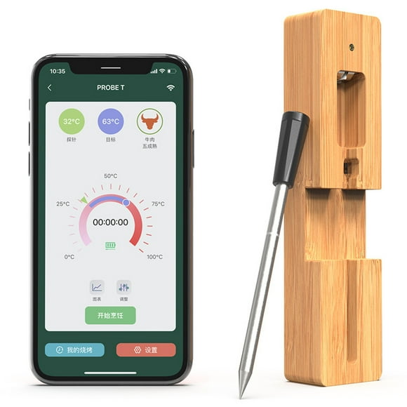 Barbecue thermometer, smart wireless Bluetooth, mobile APP connection, meat thermometer, food thermometer,Silver