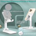 thumbnail image 3 of Phone Stand, Height Angle Adjustable Desktop Tablet Stand Foldable Universal Phone Holder Compatible with iPhone iPad and All 4-10inch Devices Black (White), 3 of 7