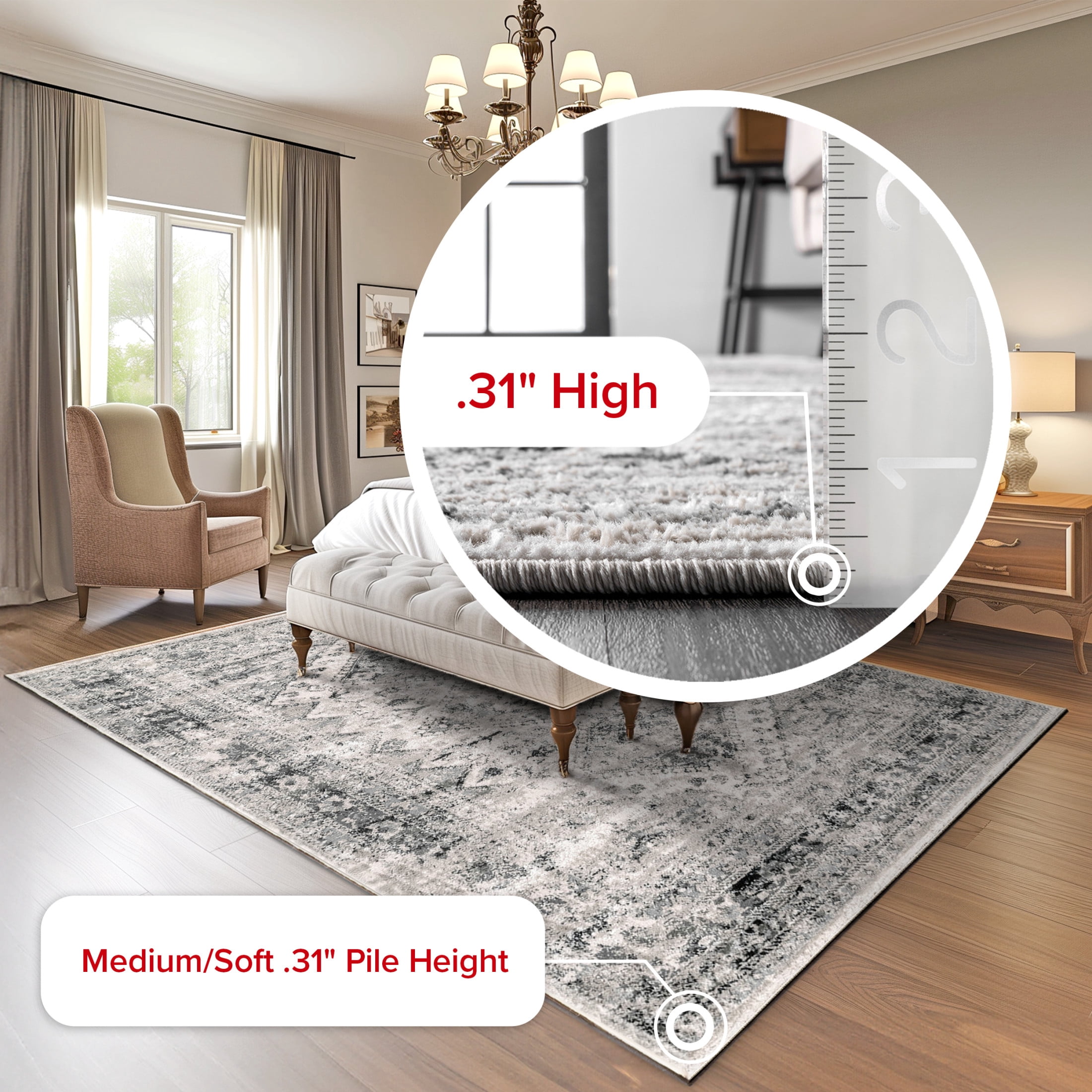nuLOOM Madisson Vintage Faded Medallion Area Rug, 8' x 10', Madisson Grey