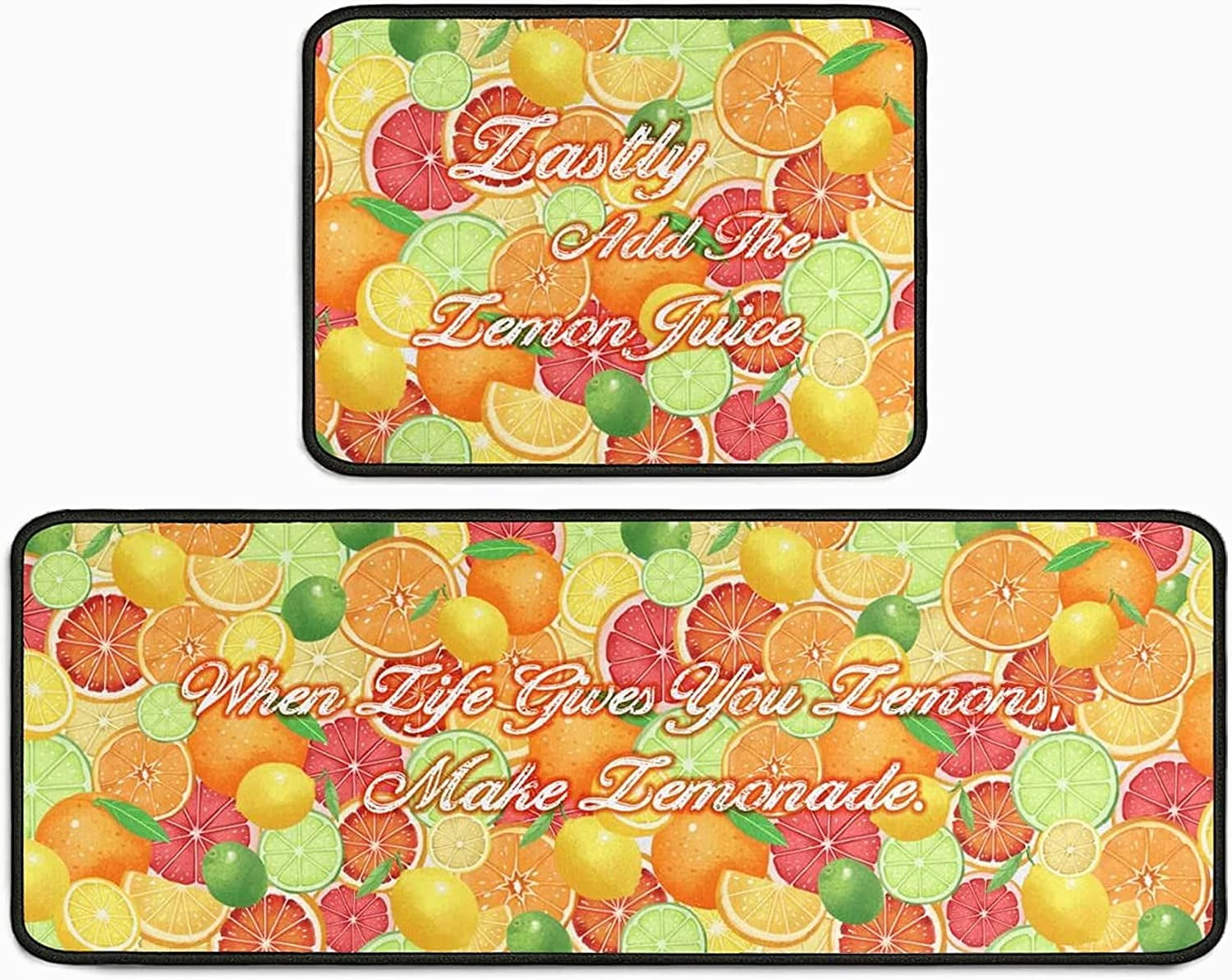 Lemon Kitchen Rug Set 2 Pieces NonSlip Waterproof Runner Rugs Washable