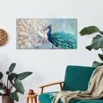 thumbnail image 2 of 12x24 inch Peacock Framed Vintage Canvas Wall Art Home Wall Decor Blue and White Peacock Feather Giclee Print Gallery Wrap Modern Home Art Ready to Hang, 2 of 9