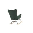 thumbnail image 6 of Rocking Chair Nursery with Solid Wood Frame, Teddy Upholstered Fabric Glider Rocker, Comfy High Back Lounge Chair with Soft Padded for Living Room, Nursery, Bedroom, Emerald, 6 of 9