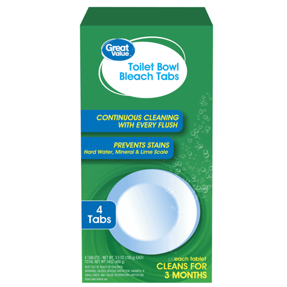 Great Value Toilet Bowl Tablets with Bleach, 4 count