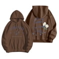 thumbnail image 2 of Women's Oversized Hoodies Fall Trendy Letter Floral Print Drawstring Long Sleeve Tops Kangaroo Pocket Casaul Loose Sweatshirts Z002-Brown XL, 2 of 4
