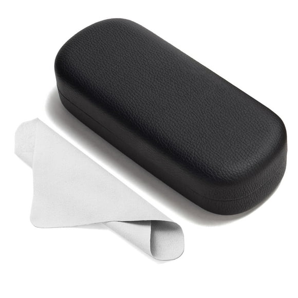 Funda para gafas Marvolia Hard Shell, tamaño grande, piel sintética, color negro