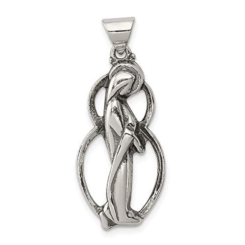 925 Sterling Silver Antiqued Blessed Mary Charm