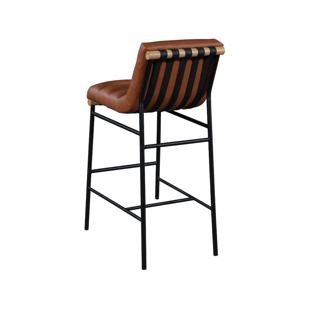 Meridian Furniture Burke Cognac Vegan Leather Bar Stool