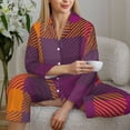 thumbnail image 4 of Wukai Purple Yellow Buffalo Plaid Print Women's Pajama Set - Soft Long Sleeve Sleepwear for Comfort and Style-, 4 of 9