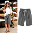thumbnail image 5 of shoper Bermuda Shorts for Girls Elastic Waist Drawstring Knee Length Shorts Summer Lightweight Capri Pants foir Kids Linen Long Shorts with Pockets, 5 of 6