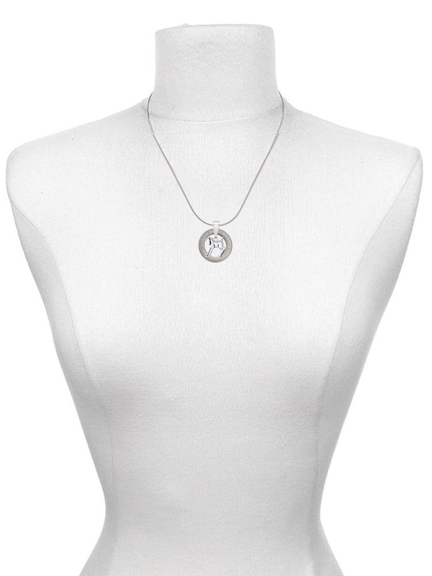 Delight Jewelry Silvertone Equestrian Horse Silver-tone You Mean the World to Me Ring Necklace, 18"