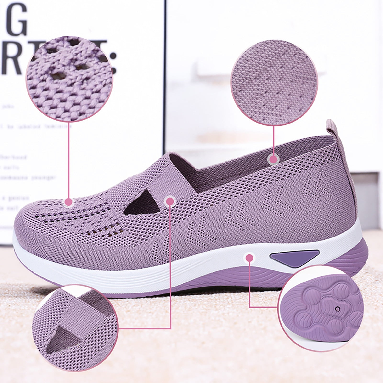 HeaCare Orthopedic Shoes for Women,Breathable Knitted Slip On Sneaker Working Casual Nurse Shoes,Diabetic Shoes for Women, Birthday Mothers Day Gifts for Women