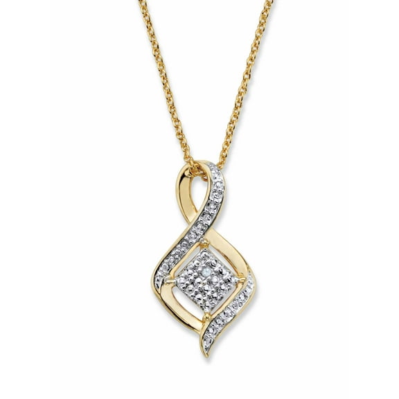 PalmBeach Jewelry Diamond Accent Cluster Bypass Pendant Necklace Gold-Plated 18" - 20"