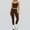 Dark Brown, variant on PISONIC 2pcs Set Women's Yoga and Running Fitness Suit | Color Block Contrast Backless Sports Tank Top and Long Pants, Quick-Dry Breathable Fabric, Medium Stretch, Suitable for All Seasons