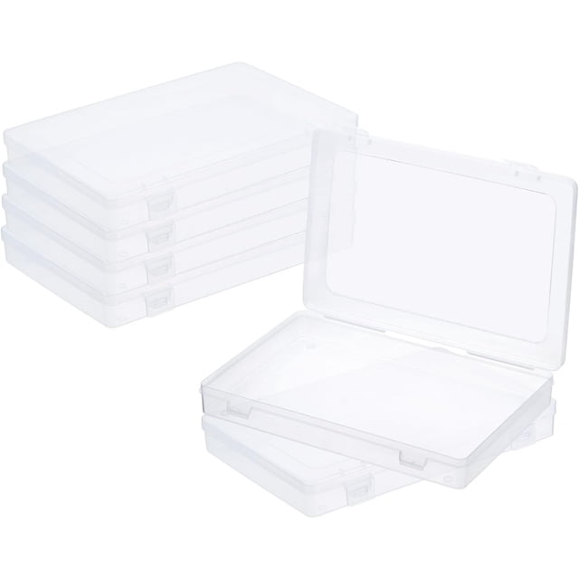 xx. Clear Storage Box with Hinged Lid Plastic Stackable Rectangle Organizer Container for Beads Jewelry Small Items Art Craft Projects