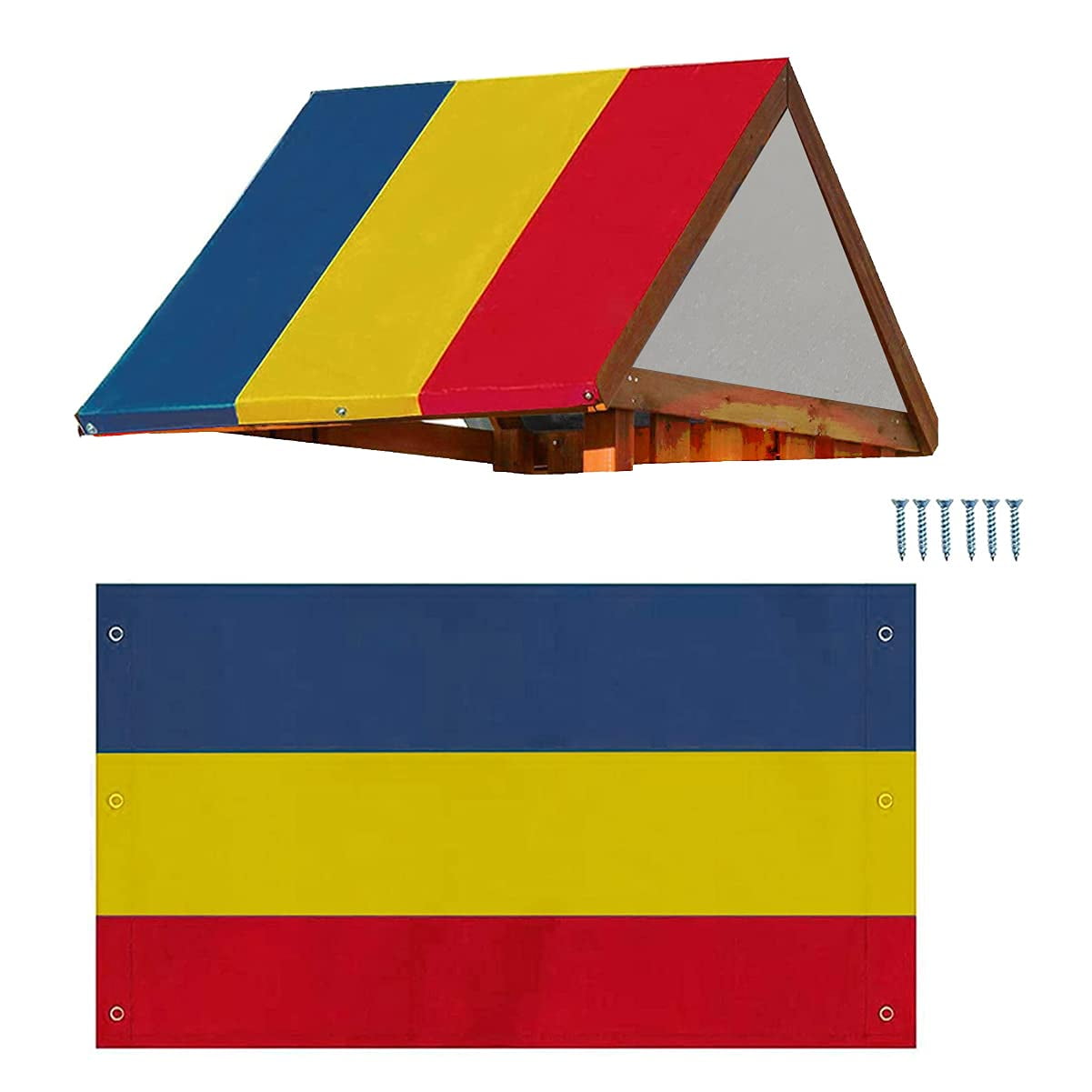 Cumka Playground Replacement Canopy, 52 x 90inch Outdoor Swingset Shade Kids Playground Roof Canopy Waterproof Cover Replacement Tarp Sunshade UV Protection, Kids Playground Roof Canopy