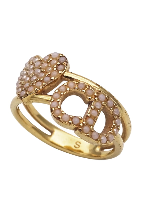 Pre-Owned Christian Dior Dior Women's Ring, CD Logo Heart Gold, Size S, Approx. 9.5,... (Fair)