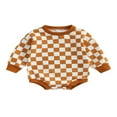 thumbnail image 1 of PENGXIANG Bébé Garçon Filles Manches Longues Damier Imprimé Sweat-Shirt Rompers Combinaison Vêtements, 1 of 7