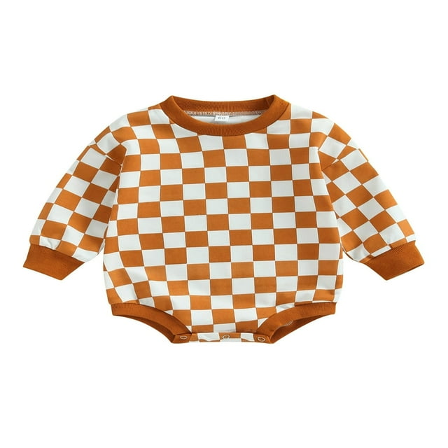 PENGXIANG Bébé Garçon Filles Manches Longues Damier Imprimé Sweat-Shirt Rompers Combinaison Vêtements