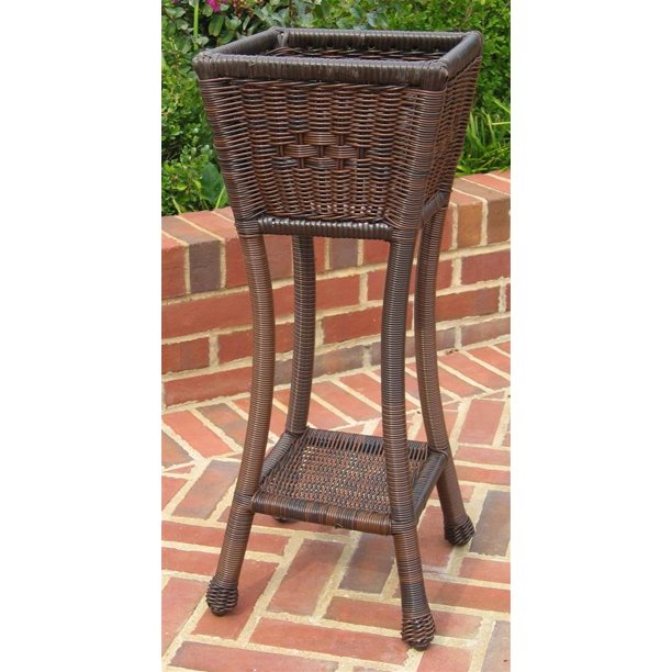 Wicker Resin/ Steel 2Tier Patio Plant Stand in Antique Pecan Walmart