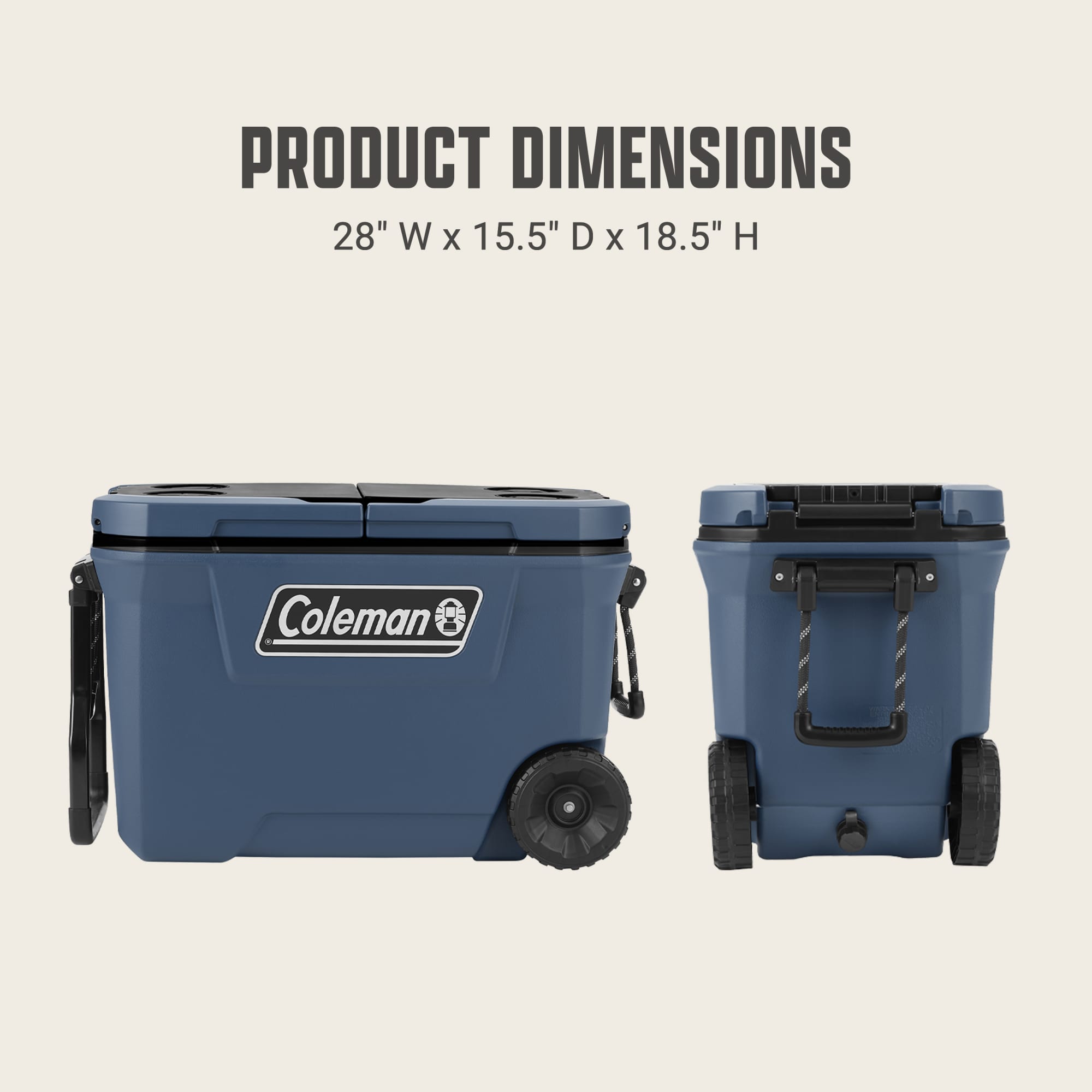 Coleman Flex 'N Go 62 Qt Hielera Rígida con Ruedas, Zafiro 7
