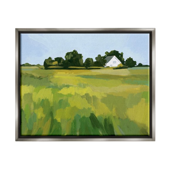 Stupell Countryside Meadow Abstract Painting Landscape Painting Gray Floater Framed Art Print Wall Art