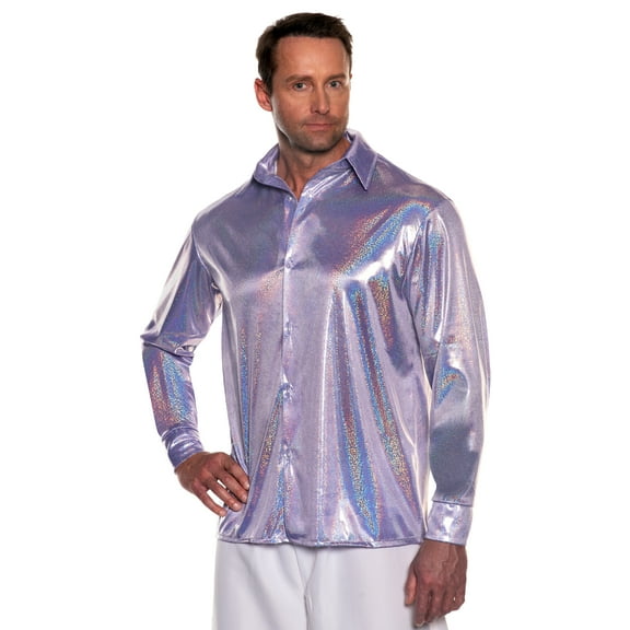 UNDERWRAPS 70s Mirrorball Metallic Shirt - Long Sleeve Shirt , Disco Outfit, Cosplay Costume, Rave Outfits, Halloween Disco Party, Prom Party