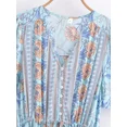 thumbnail image 2 of Women Blue Floral Print Ruffles Sleeve Bohemian Maxi Dresses Ladies Rayon Summer A-line Beach Boho Dress, 2 of 7