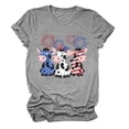 thumbnail image 3 of iTNHFP Hauts de Sortie pour Femmes Jour de l'Indépendance Imprimé Vache Col Rond Manches Courtes T-Shirt Haut, 3 of 3