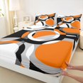 thumbnail image 5 of Castle Fairy Geometric Stacked Ring King Sheets 4pcs,Retro Concentric Circle Bedding,Orange Gray Black White,1 Flat Sheet, 1 Fitted Sheet and 2 Pillowcases, 5 of 7