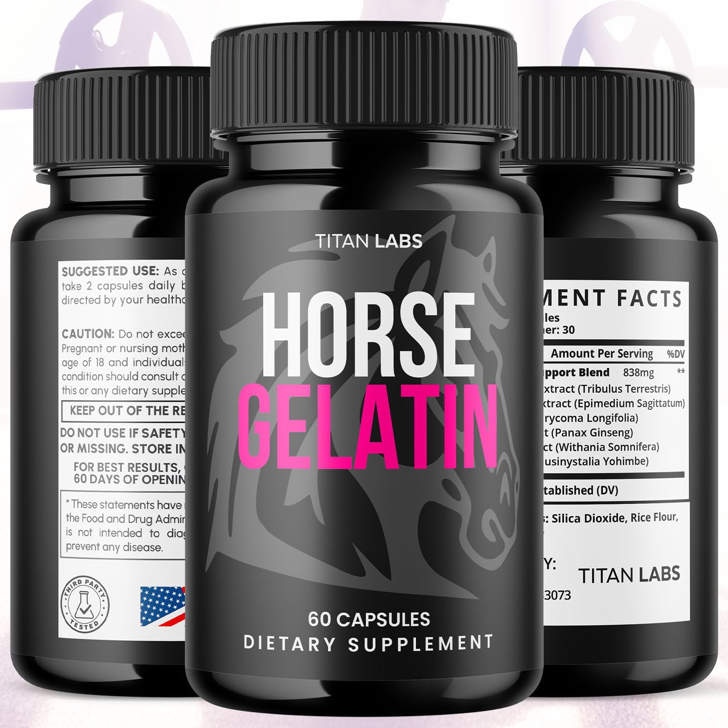 Horse Gelatin Advanced Formula Natural Supplement Pills for Max Strength HorseGelatin 300 Capsules