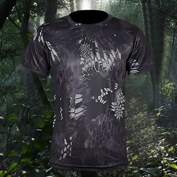 Zylanna Men's Short Sleeve T-Shirts, Crew Neck Summer Printed Breathable Quick-drying Daily leisure Tops for Men Black Size 2XL