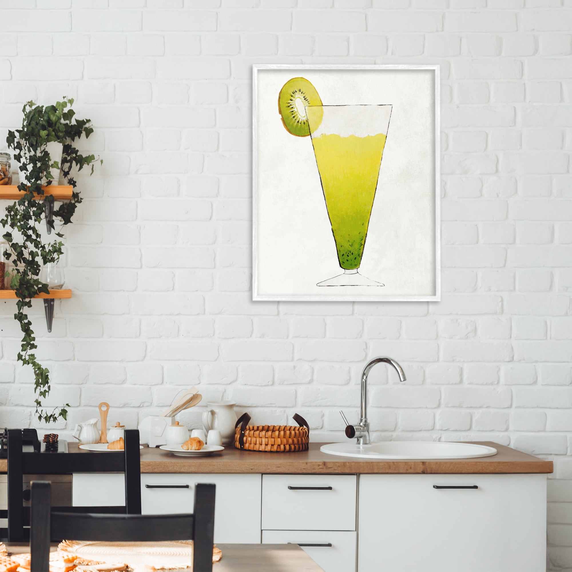 Stupell Industries Summer Cocktail Kiwi Slice White Framed Giclee Art, design by Lorenzo Collective