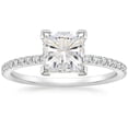 thumbnail image 2 of HeartsAndYou 4ct Princess Cut Moissanite Engagement Ring for Women 18k White Gold over Silver Round Accent, 2 of 5